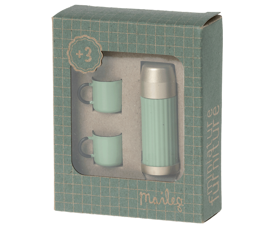 Maileg | Thermos and Cups | Mint Green | Boxed View | ChocoLoons