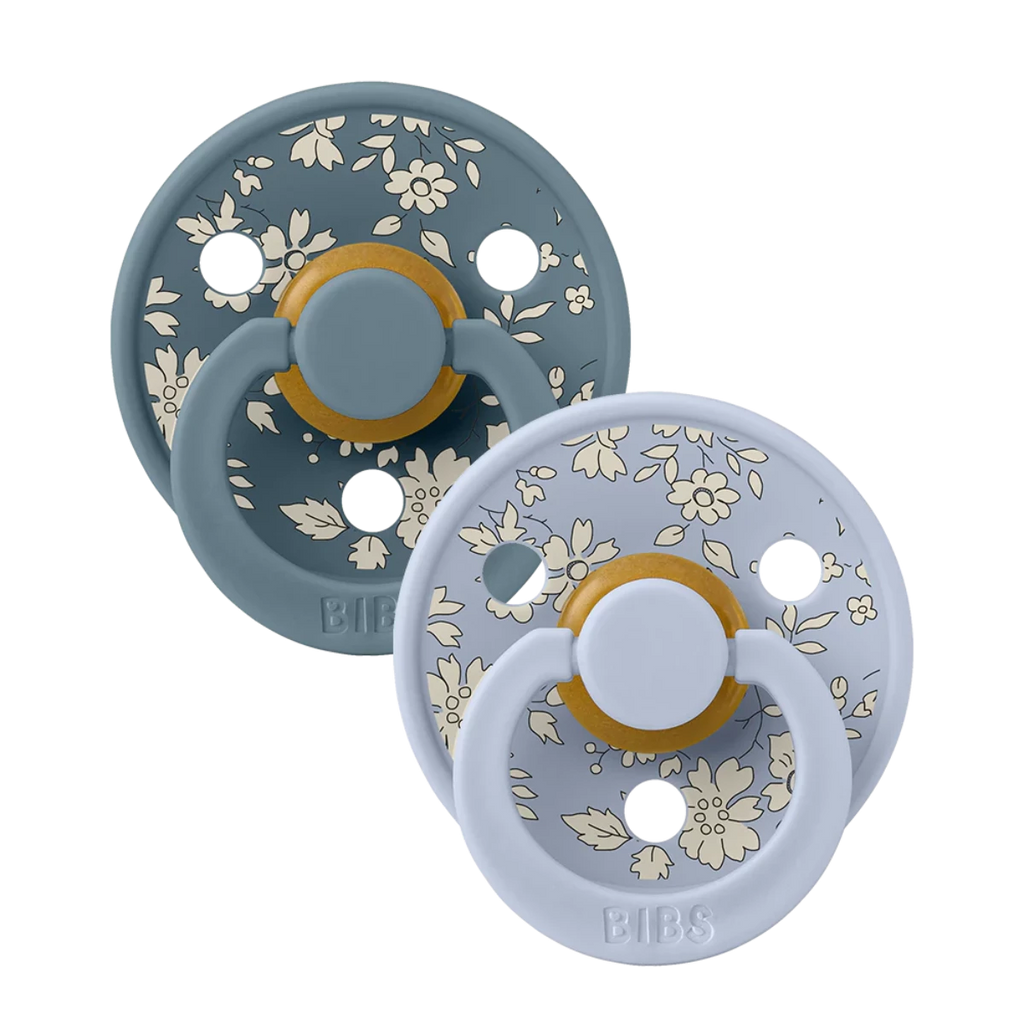 BIBS | Liberty | Dusty Blue Mix | Pacifiers | 2 Pack | Size 2 | ChocoLoons