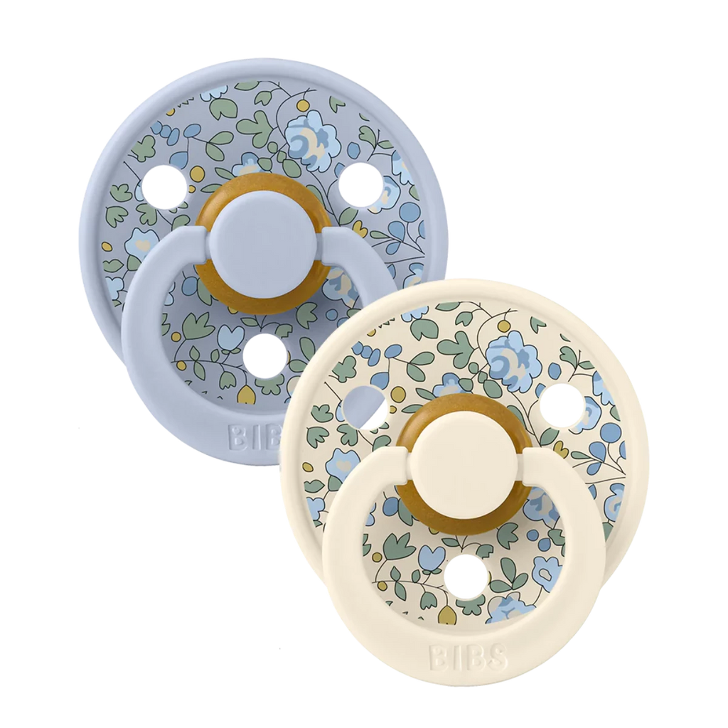 BIBS X Liberty | 2 PACK Colour Pacifier | Eloise Dusty Blue Mix | Size 1 | ChocoLoons
