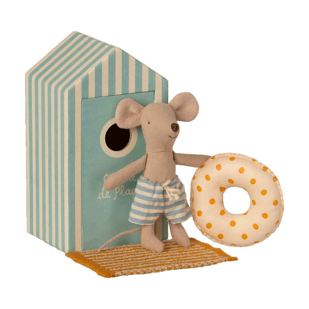 Maileg | Beach Mice | Little Brother in Cabin de Plage | Front View | ChocoLoons