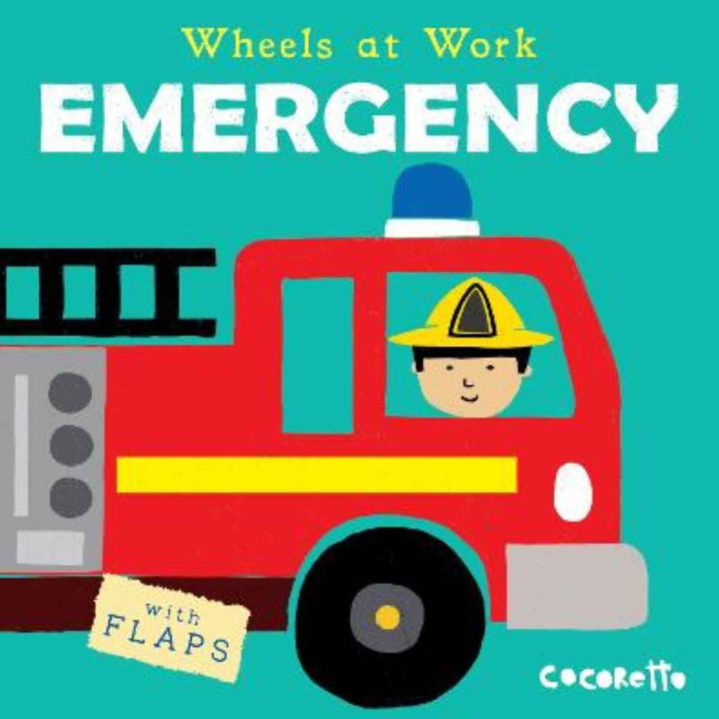 Child's Play International | Wheels at Work Emergency | Board Book | Front View | ChocoLoons