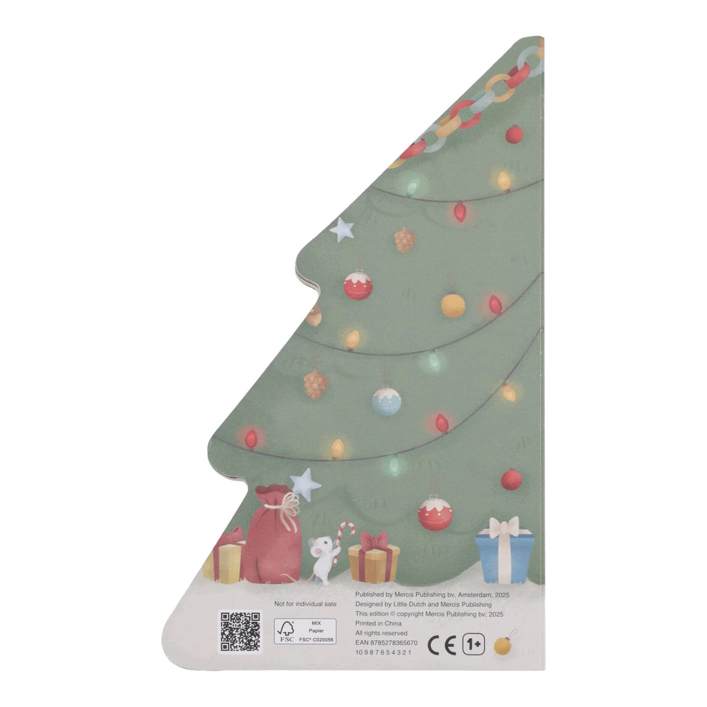 Christmas tree-shaped book on a white background