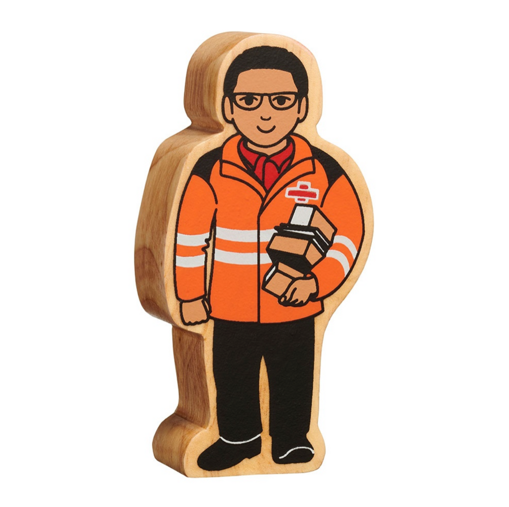 Lanka Kade | Wooden Delivery Person | Orange and Black | Wooden Toys | ChocoLoons