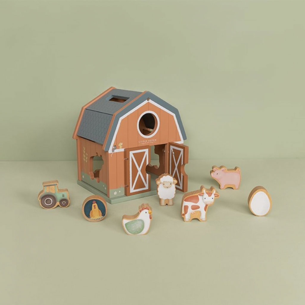 Little Dutch | Farm Sorter | Green Background | Little Farm | Shape Sorter | ChocoLoons