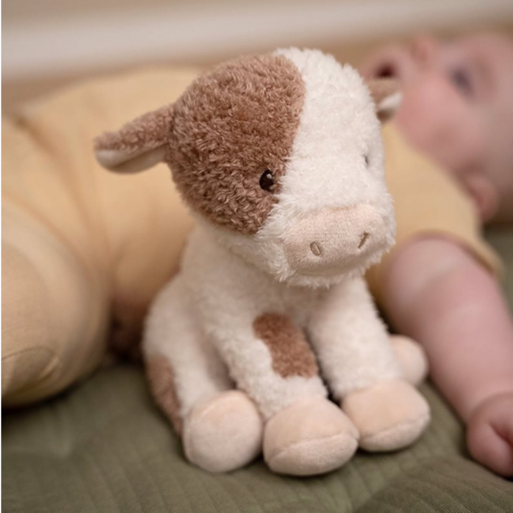 Little Dutch | Cow Teddy | Little Farm | 17cm | Cuddle Cow | Baby Laying Beside Cow Plush | ChocoLoons