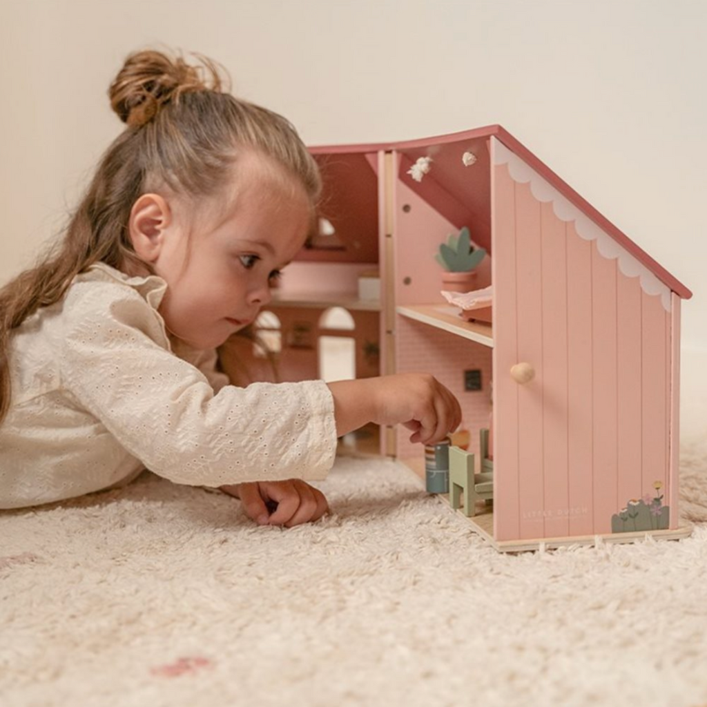Little Dutch | Doll House | Wooden Toy | Pink House | Girl Playing With House | ChocoLoons