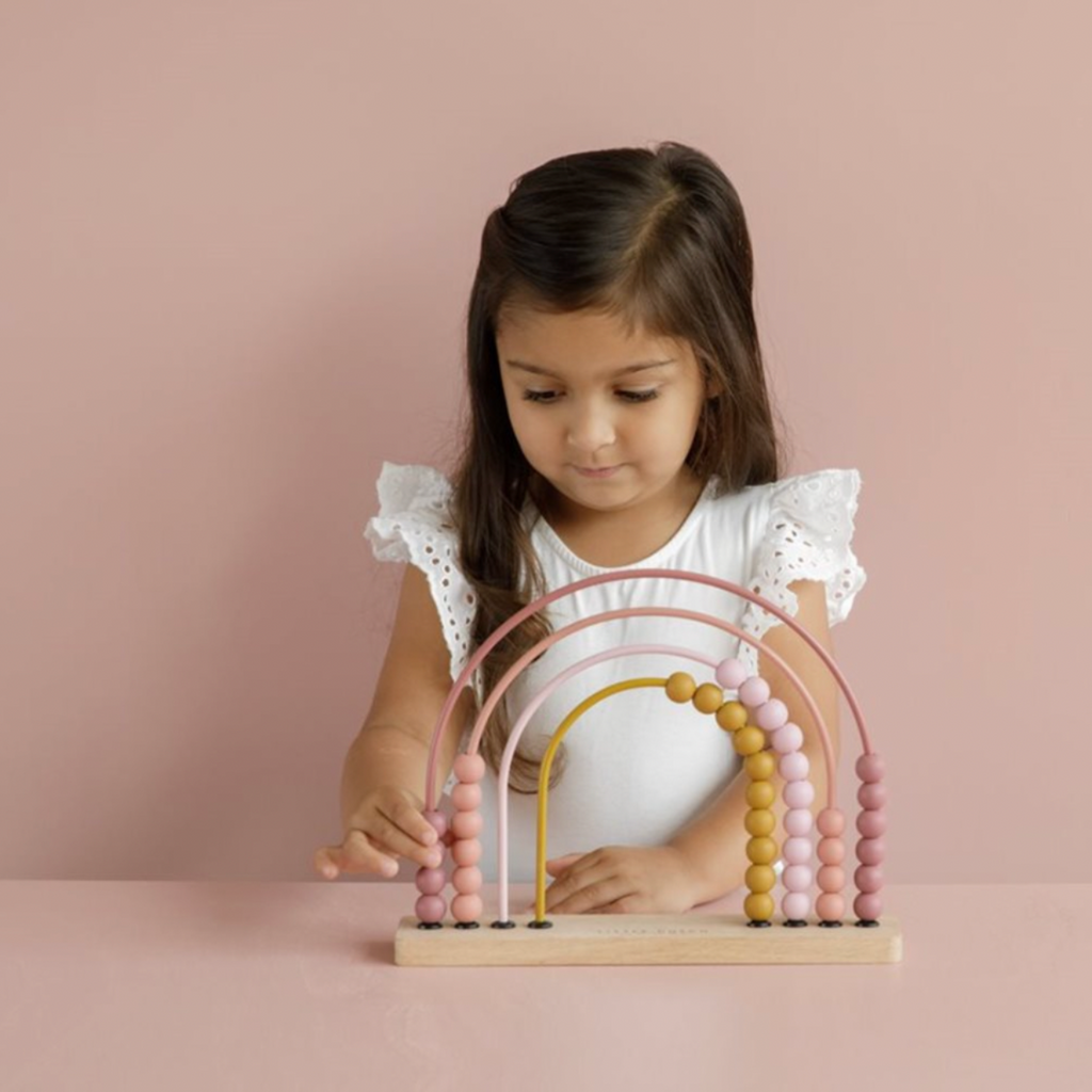 Little Dutch | Abacus | Rainbow | Rainbow Abacus | Girl Playing With Abacus | Pink | ChocoLoons
