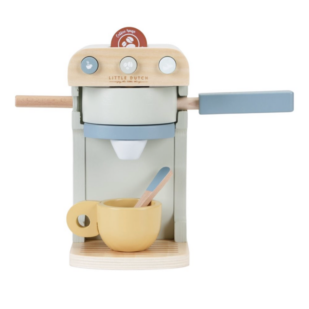 Little Dutch | Wooden Toy | Coffee Machine | Accessories | Coffee | Blue | ChocoLoons