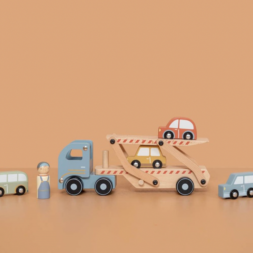 Little Dutch | Wooden Truck Carrying Wooden Cars | Wooden Vehicles | Role Play Toy | ChocoLoons
