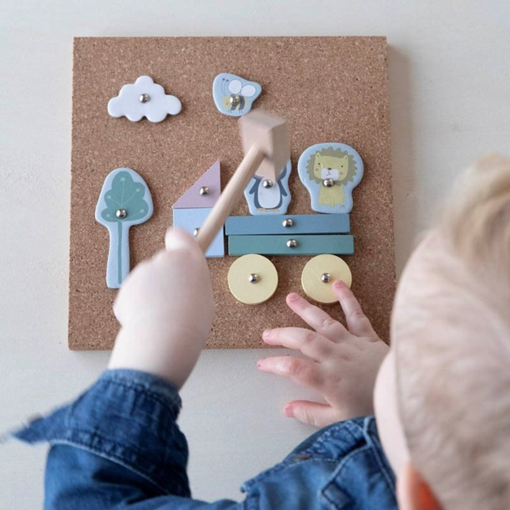 Little Dutch | Child Playing With Tap Tap Art Set | Wooden Toy | Zoo Theme | ChocoLoons