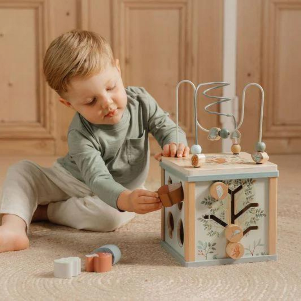 Little Dutch | Child Playing With Wooden Activity Cube | ChocoLoons