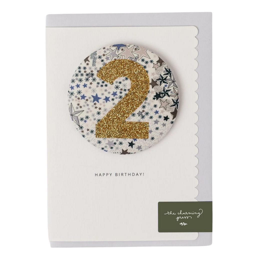 The Charming Press | Birthday Badge Card | Age 2 | Liberty Adelajda's Wish Fabric | ChocoLoons