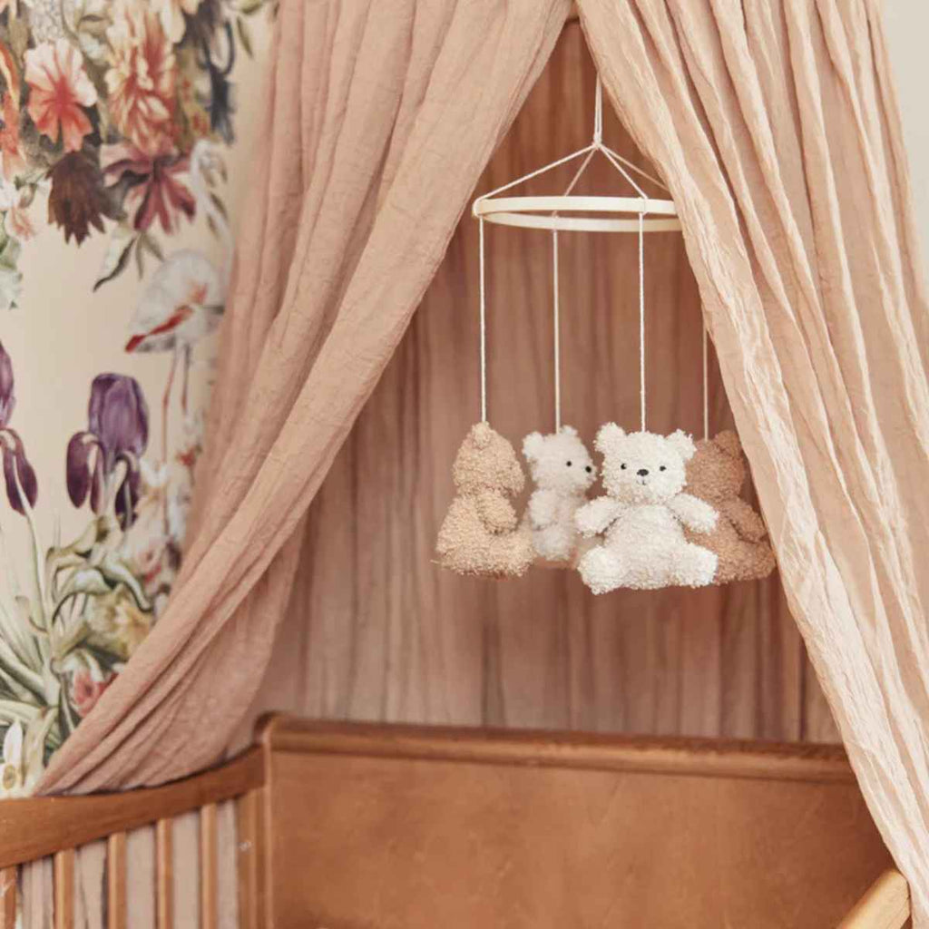 Jollein | Teddy Bear Mobile In Room | Natural & Biscuit | ChocoLoons