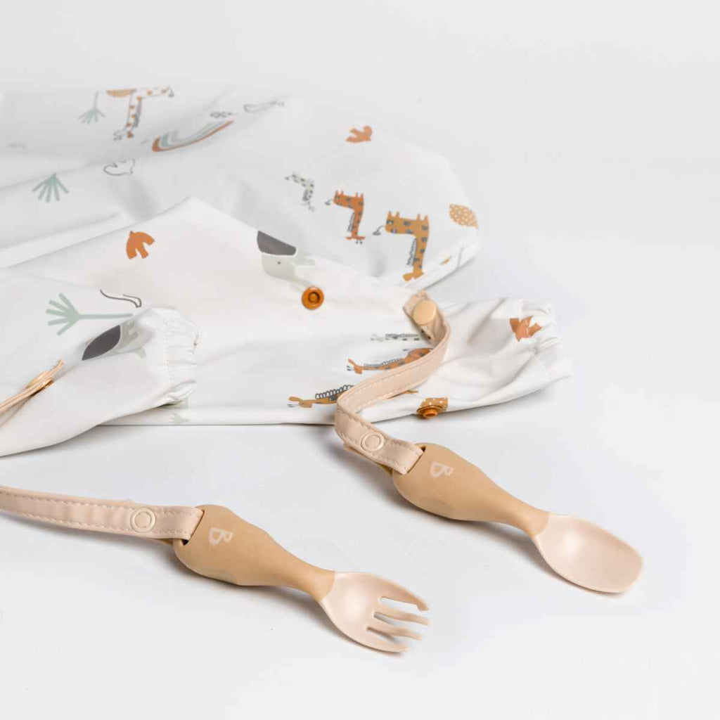 Bibado | Handi Cutlery Attached To Coverall | Fawn | ChocoLoons