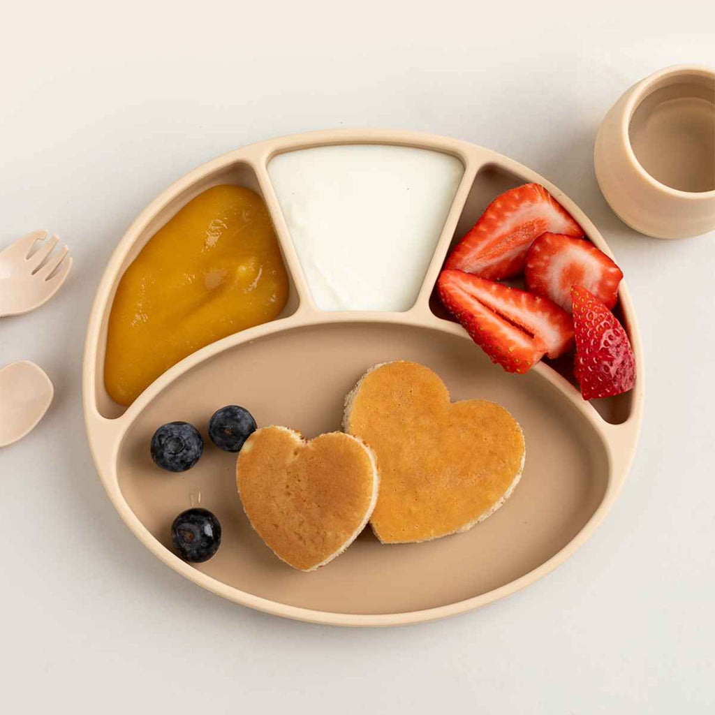 Bibado | Silicone Suction Divider Plate With Food | Fawn | ChocoLoons