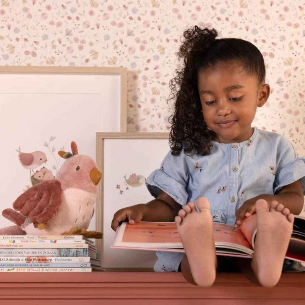 Little Dutch | Girl With Cuddly Toy Bird | Flowers & Butterflies | ChocoLoons