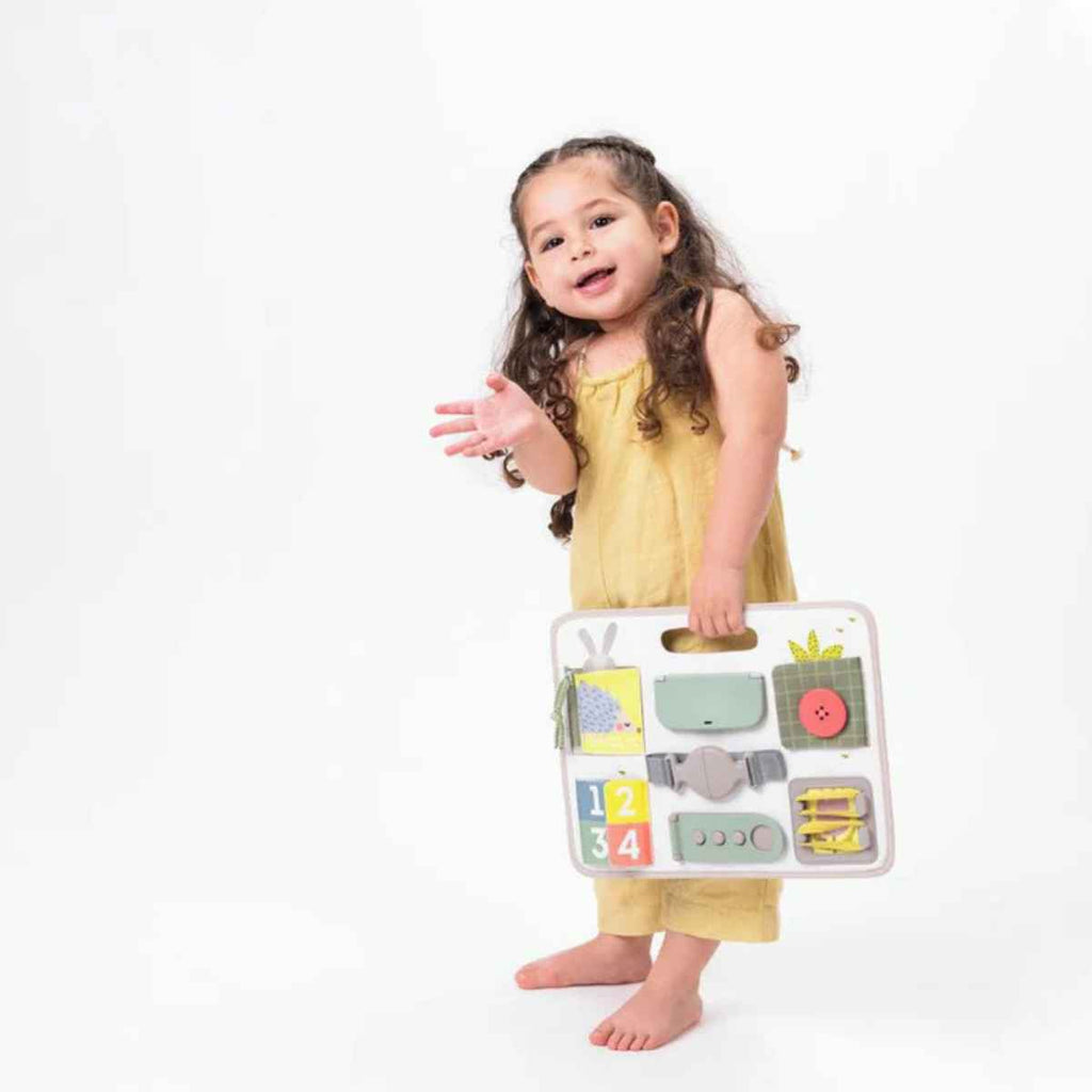 Taf Toys | Girl With Activity Buckles Board | ChocoLoons