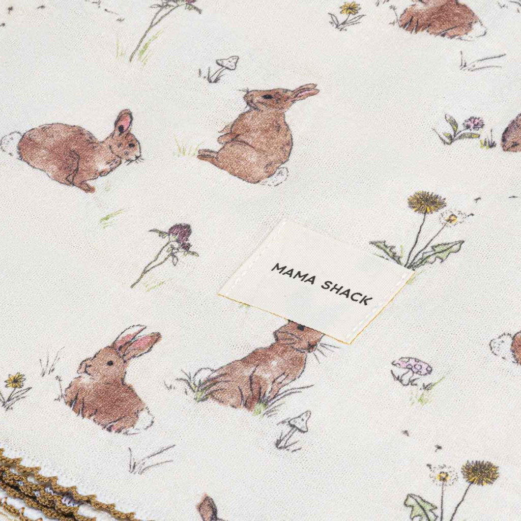 Mama Shack | Muslin Swaddle Blanket | Bunnies | Design | ChocoLoons