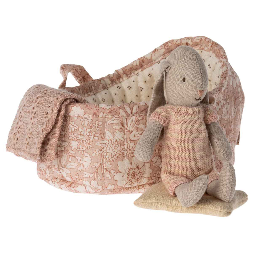 Maileg | Bunny In Carry Cot | Pink + Cream | ChocoLoons