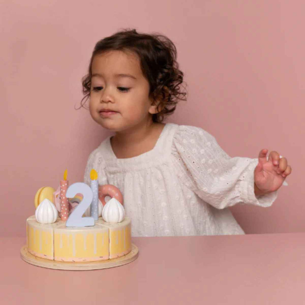 Little Dutch | Girl Playing With Wooden Birthday Cake | ChocoLoons