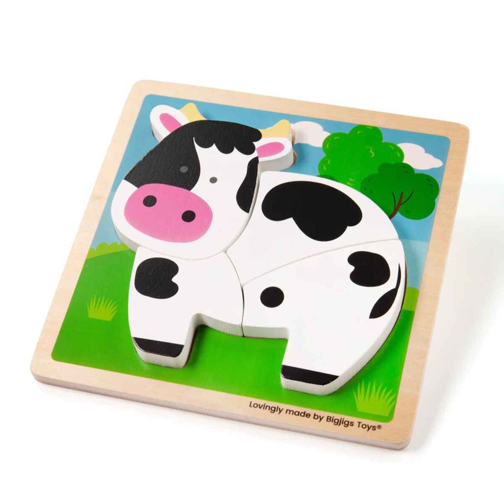 Bigjigs | Chunky Lift Out Cow Puzzle | ChocoLoons