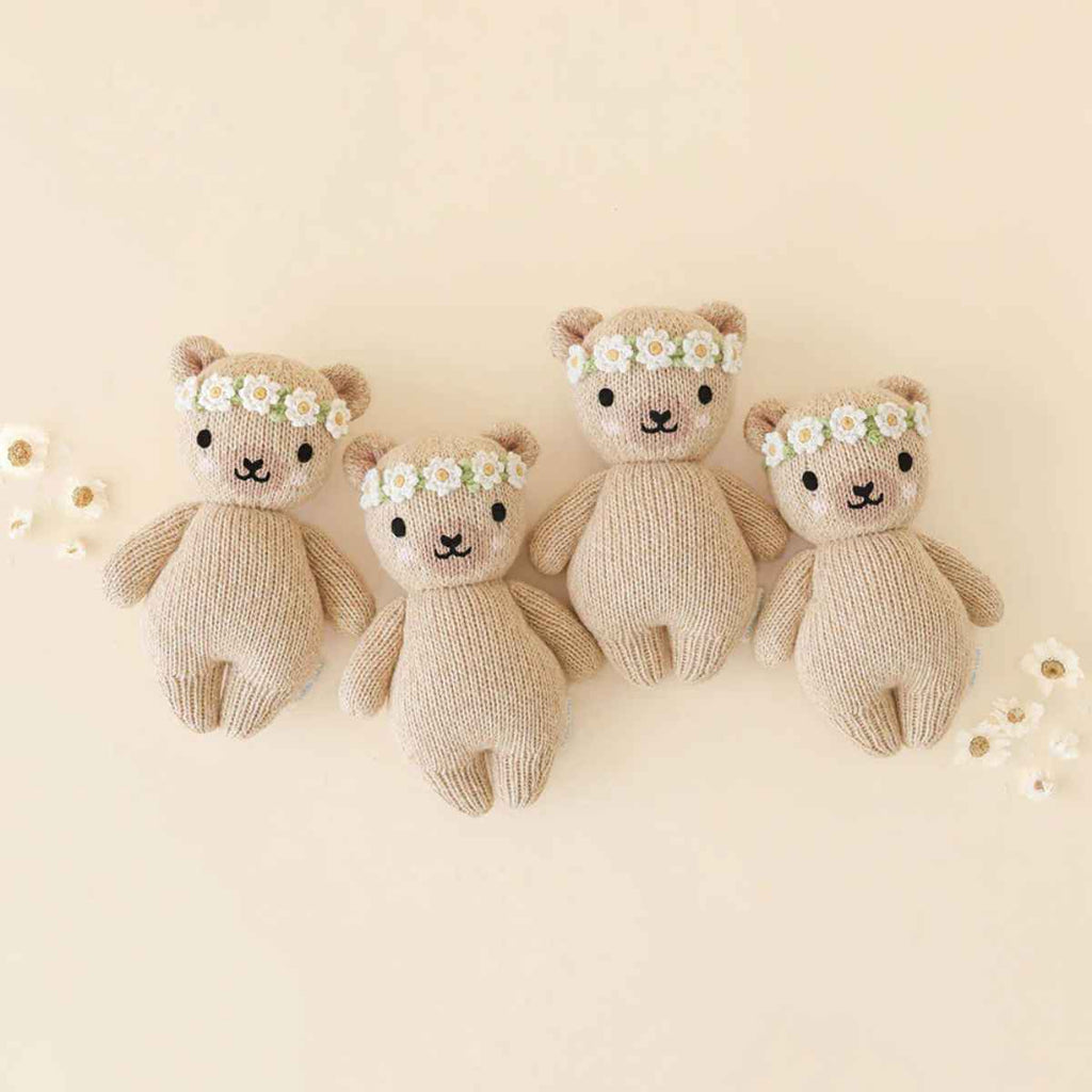 cuddle+kind | Baby Animal Collection | Honey Bear On Beige Background | Floral Crown | Ivory | ChocoLoons
