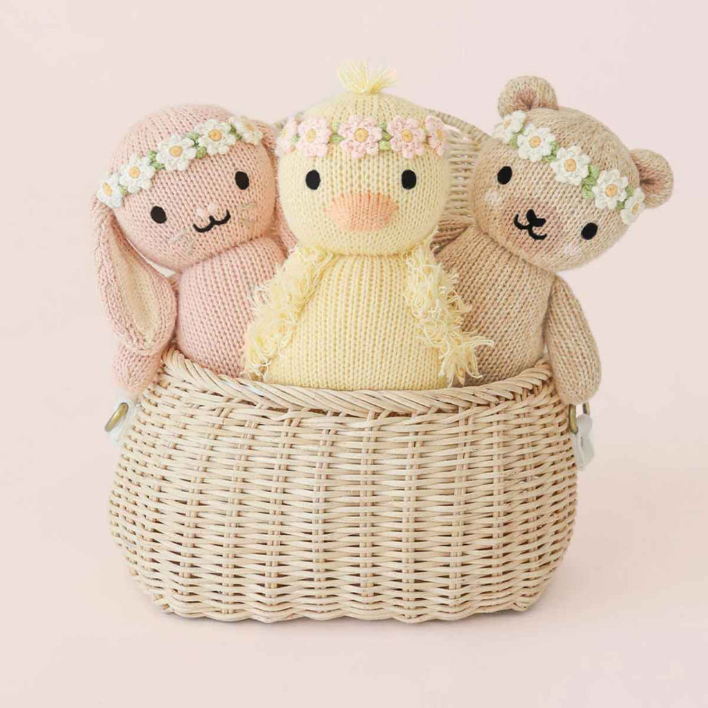 cuddle+kind | Baby Animal Collection | Baby Duckling In Basket | Floral Crown | Blush | ChocoLoons