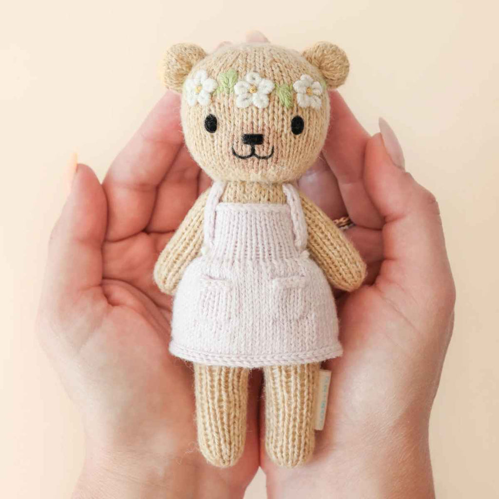 cuddle+kind | Tiny Collection in a Box | Olivia the Honey Bear Held In Hands | ChocoLoons