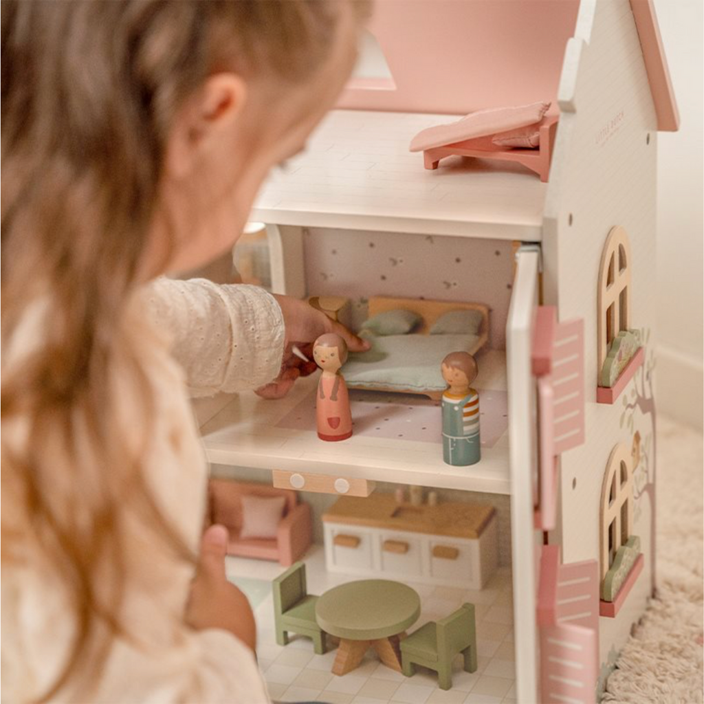 Little Dutch | Girl Playing With Wooden Dollhouse | ChocoLoons