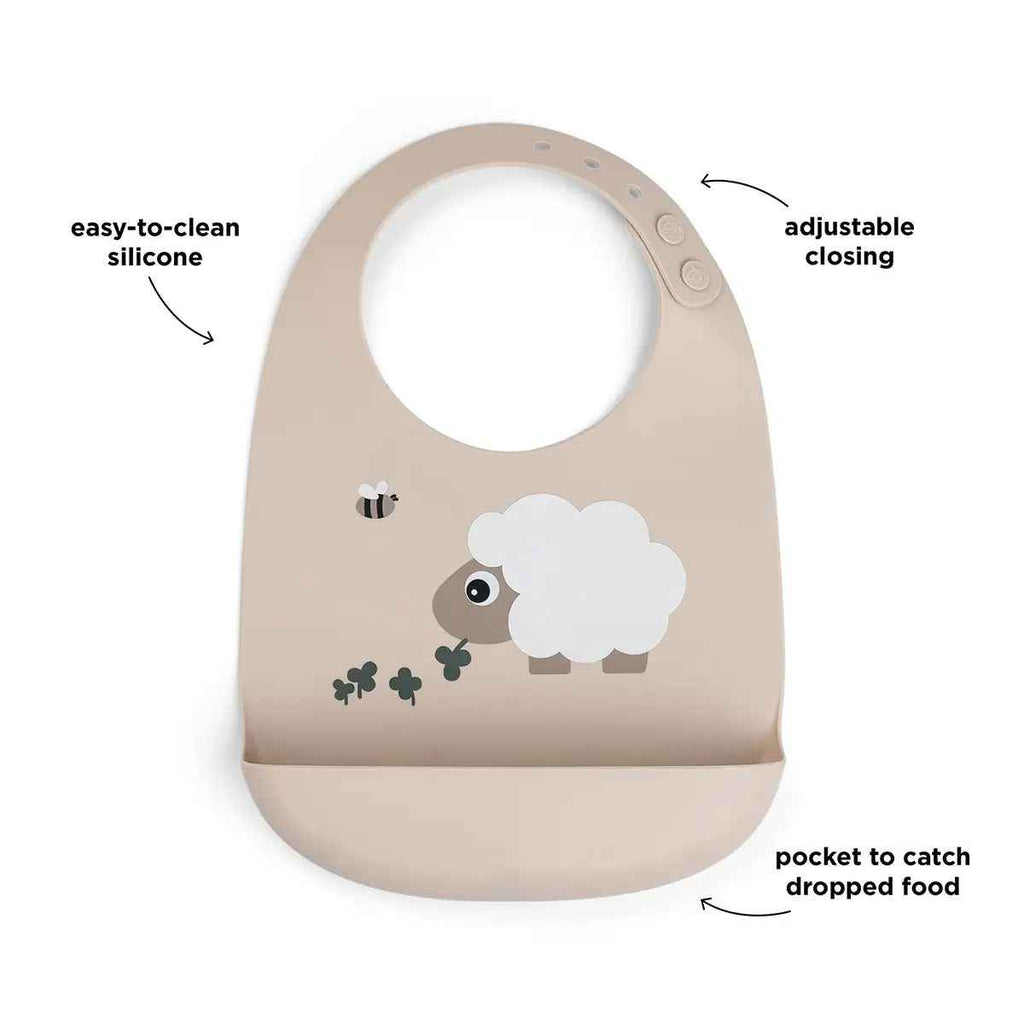 Done by Deer | Silicone Bib | Sheepy | Sand | Features | ChocoLoons