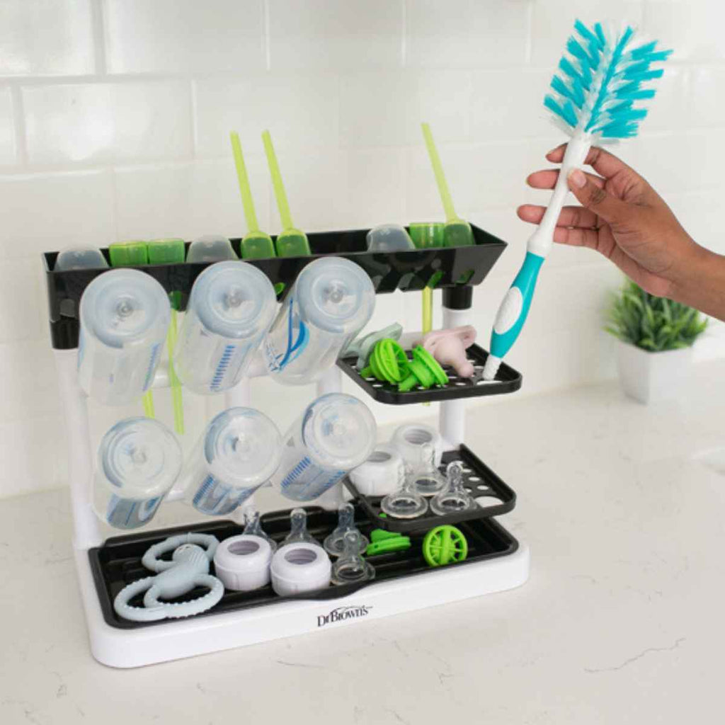Dr. Brown's | Options Drying Tower | Person Putting Dishes On Drying Tower | ChocoLoons