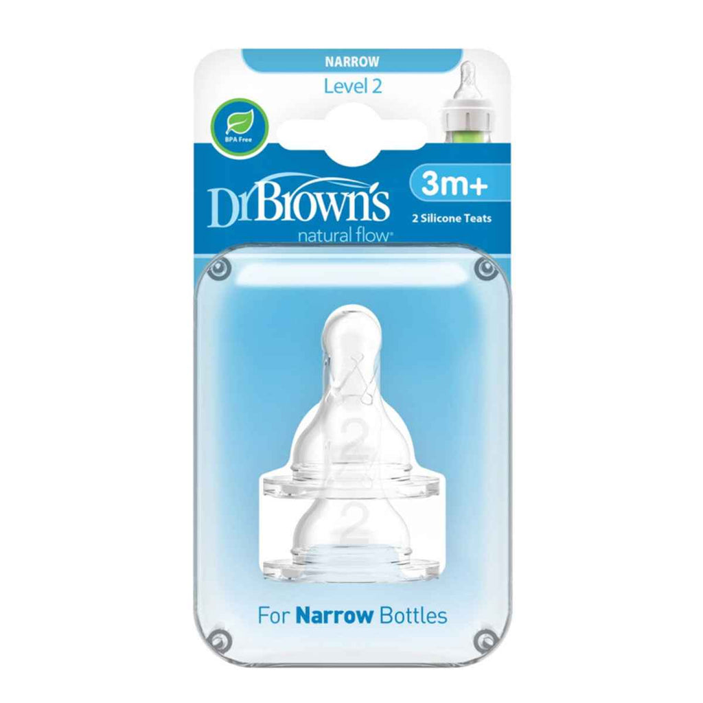 Dr Brown's | Narrow Options+ Level 2 Flow Teat | 2 Pack | In Packaging | ChocoLoons