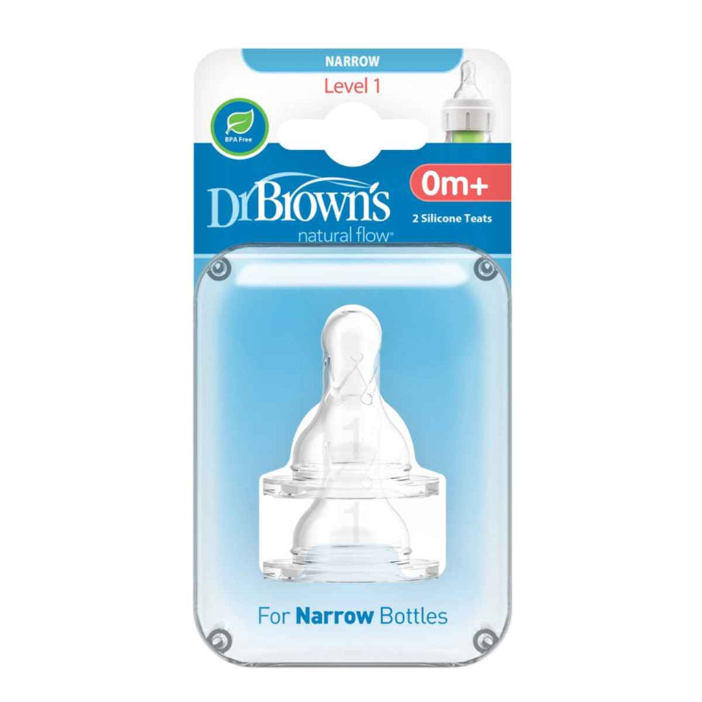 Dr Brown's | Narrow Options+ Level 1 Flow Teat | 2 Pack | In Packaging | ChocoLoons