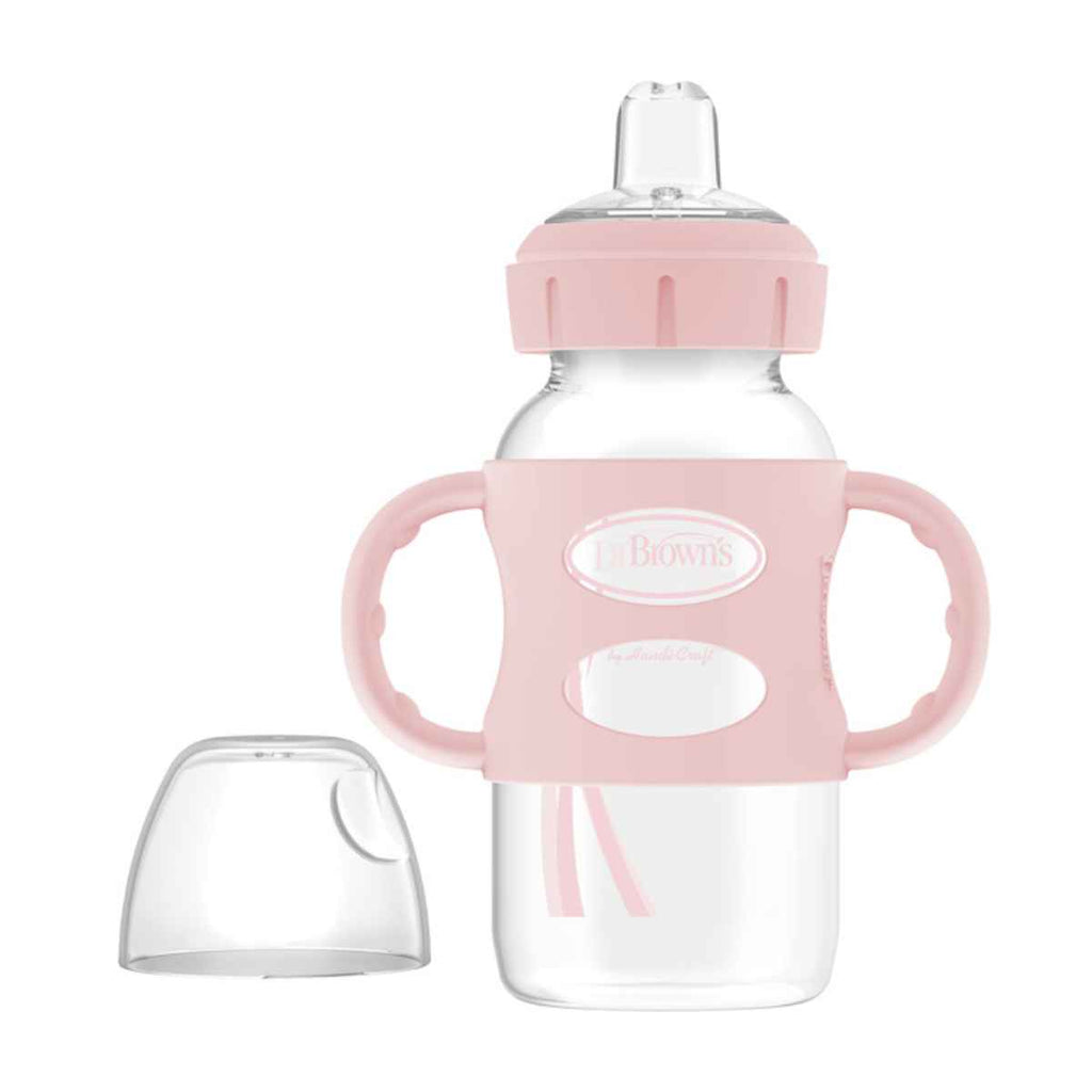 Dr Brown's | Milestones™ Sippy Spout Bottle | 270ml | w/ Silicone Handles | Pink | ChocoLoons