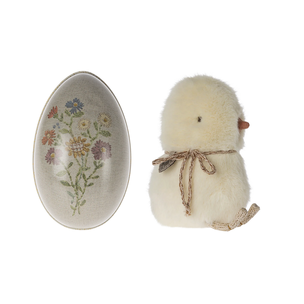 Maileg | Easter Egg With Chicken Plush Inside | Flower Design On Egg | ChocoLoons