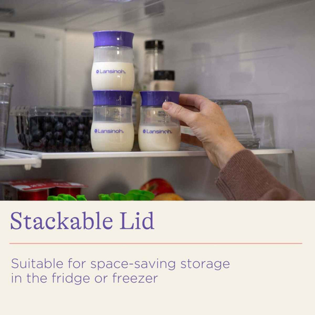 Lansinoh | Plastic Milk Storage Bottles 4Pk | Stackable Lids | ChocoLoons