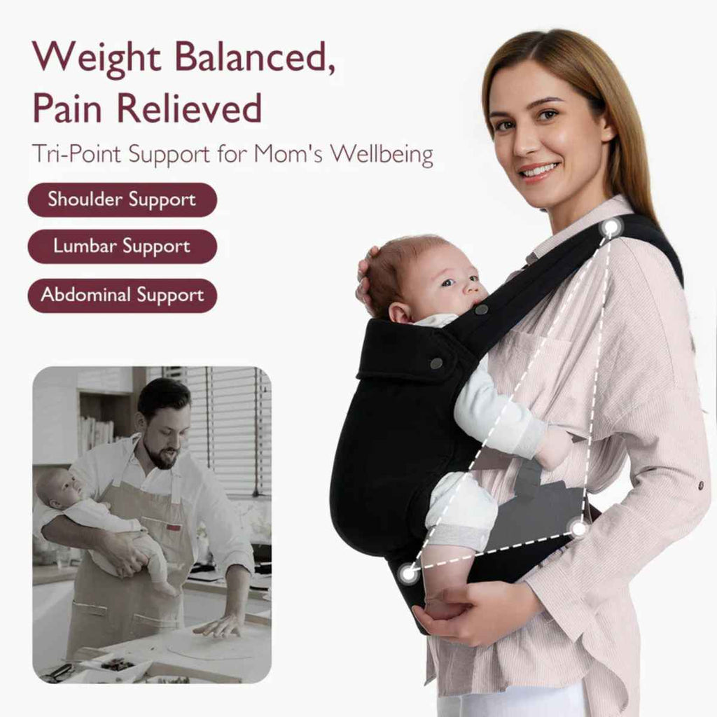 Momcozy | PureHug Baby Carrier | Support | Black | ChocoLoons