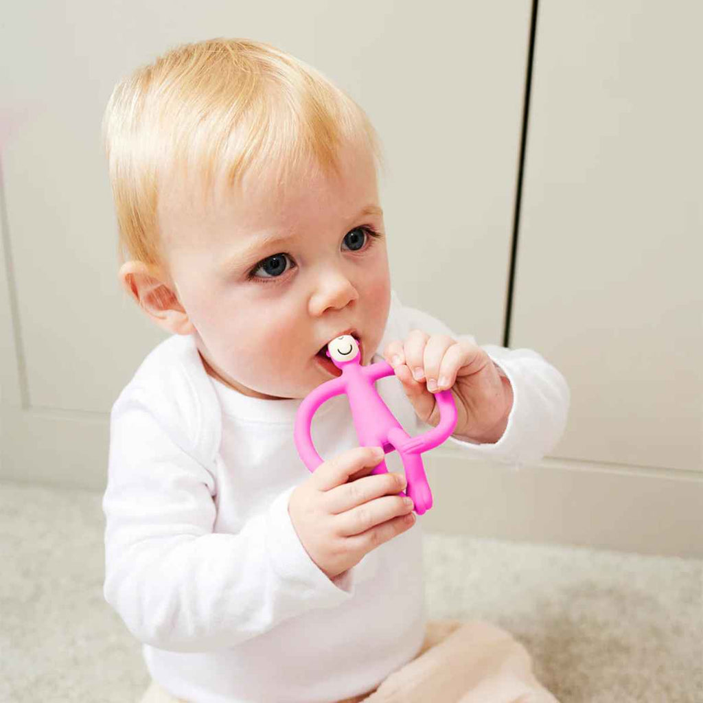 Matchstick Monkey | Baby Using Pink Original Baby Teether | ChocoLoons
