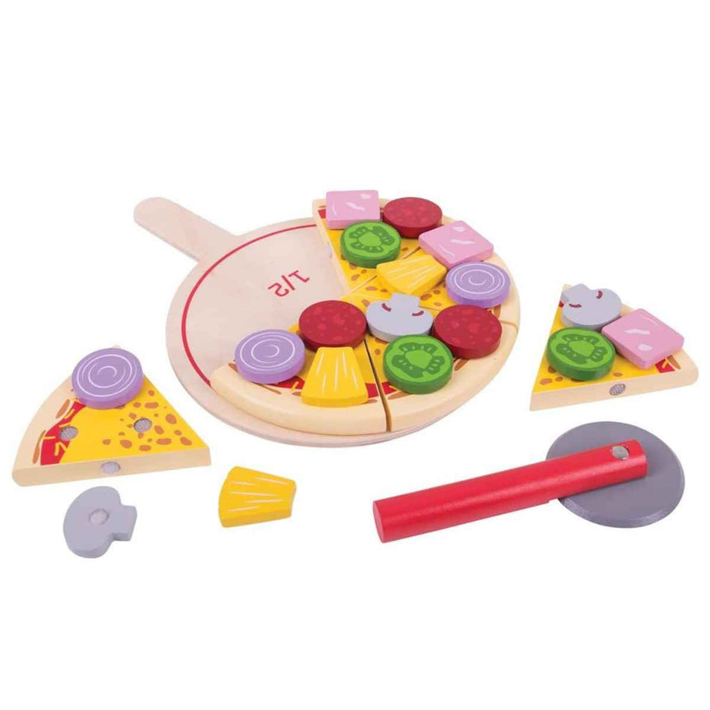 Bigjigs | Wooden Cutting Pizza Playset | ChocoLoons