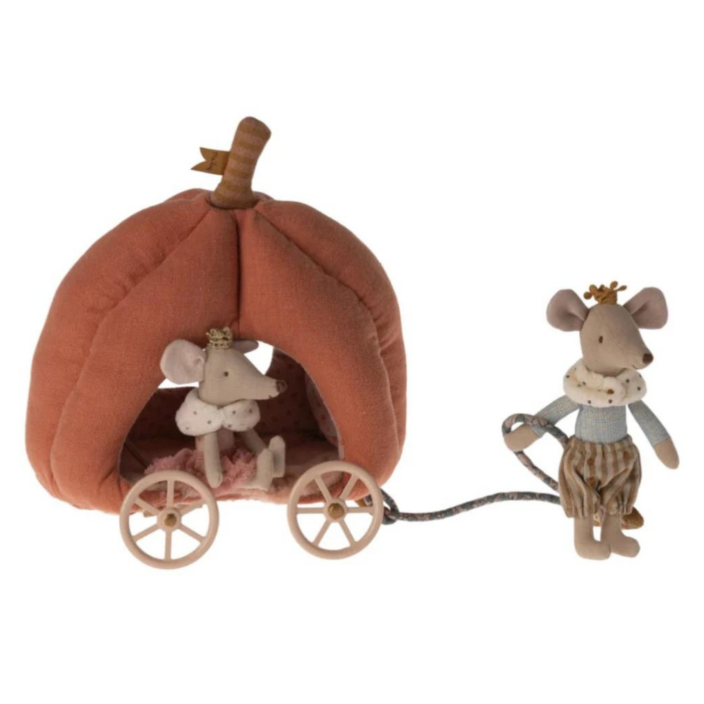 Maileg | Pumpkin Carriage, Mouse | Mouse on Carriage | ChocoLoons