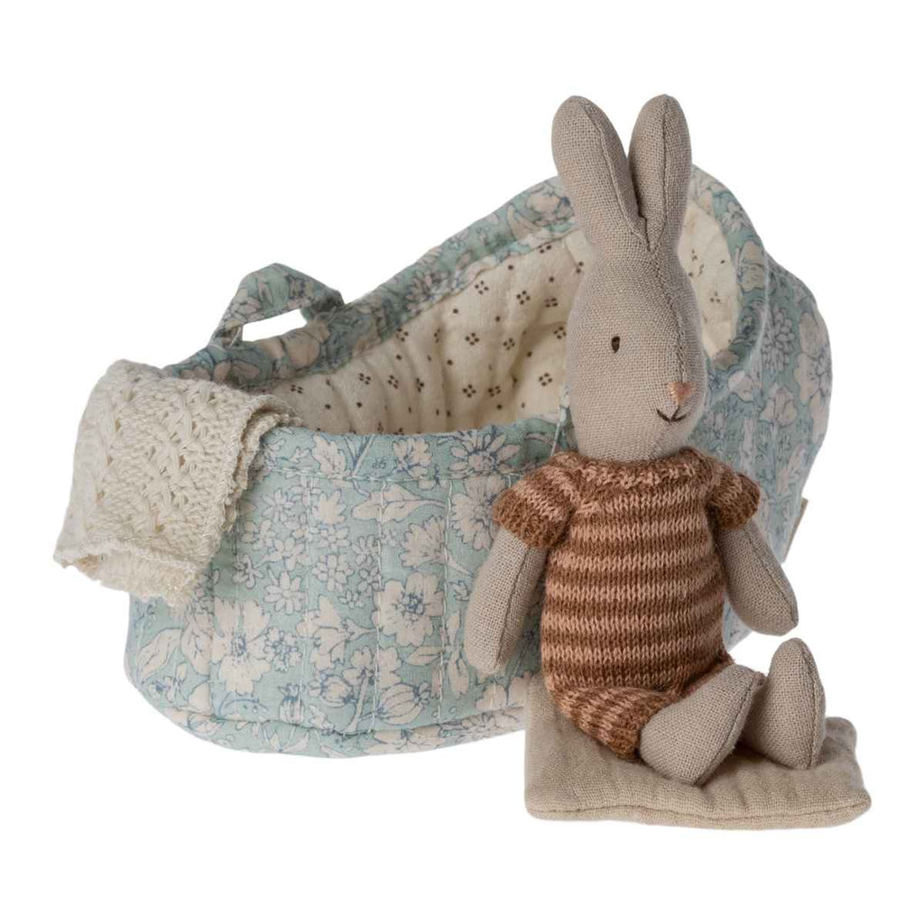 Maileg | Rabbit In Carry Cot | Brown + Cream | ChocoLoons