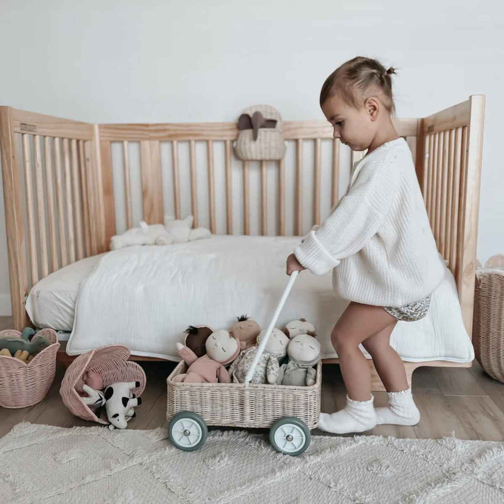 Olli Ella | Girl Pushing Rattan Wamble Walker | ChocoLoons