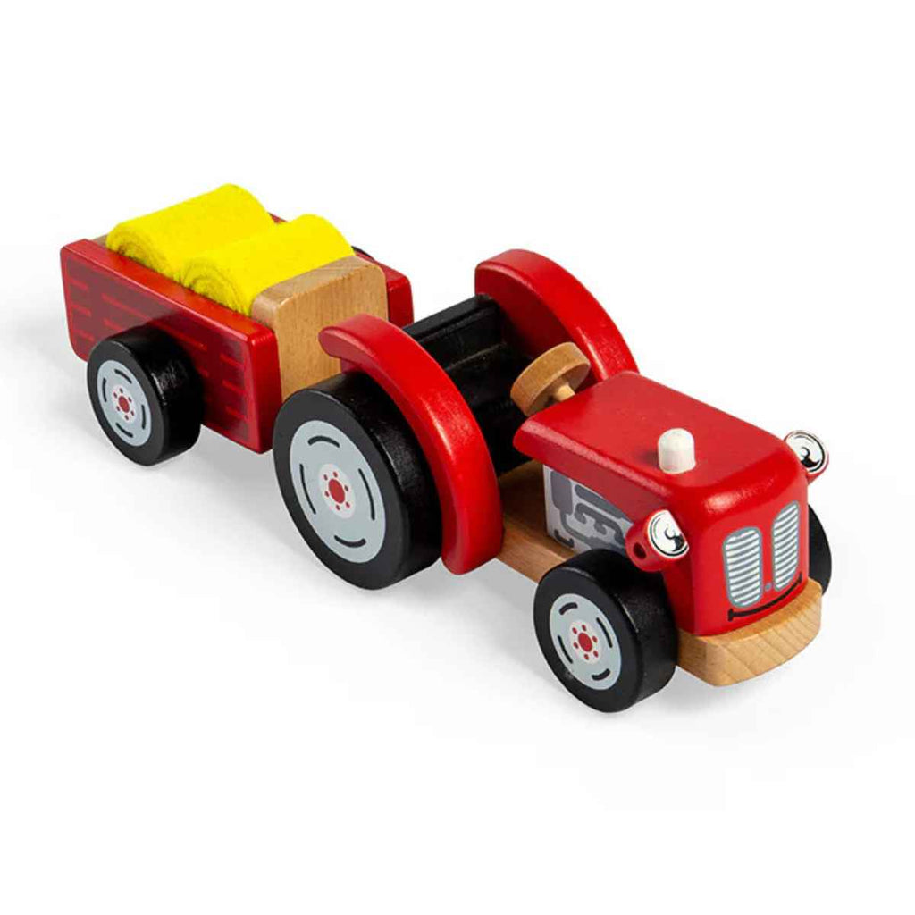 Tidlo | Wooden Tractor And Trailer | Wooden Toy | Red | ChocoLoons