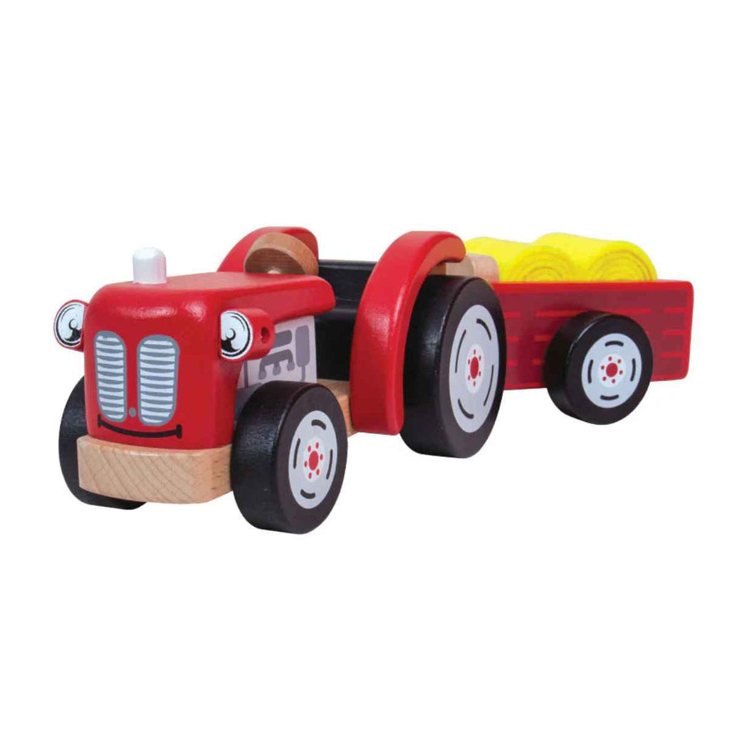 Tidlo | Wooden Tractor And Trailer | Red | ChocoLoons