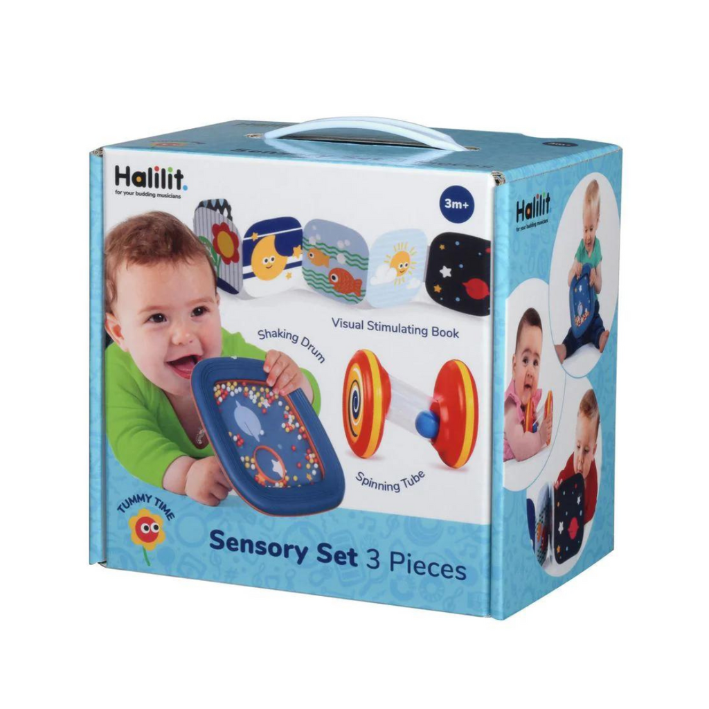 Halilit | Tummy Time Sensory Kit | 3 Piece Sensory Set | Boxed View | ChocoLoons