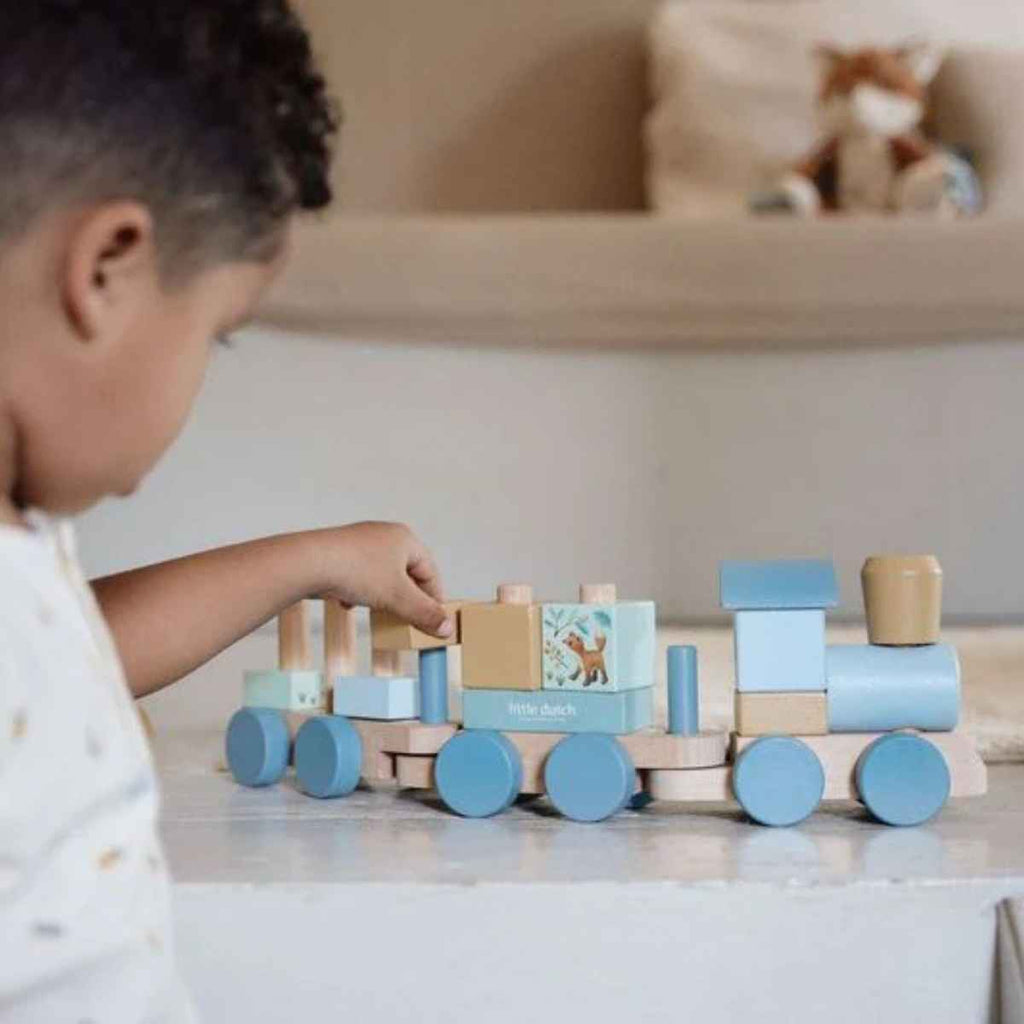 Little Dutch | Boy Playing With Stacking Train | ChocoLoons