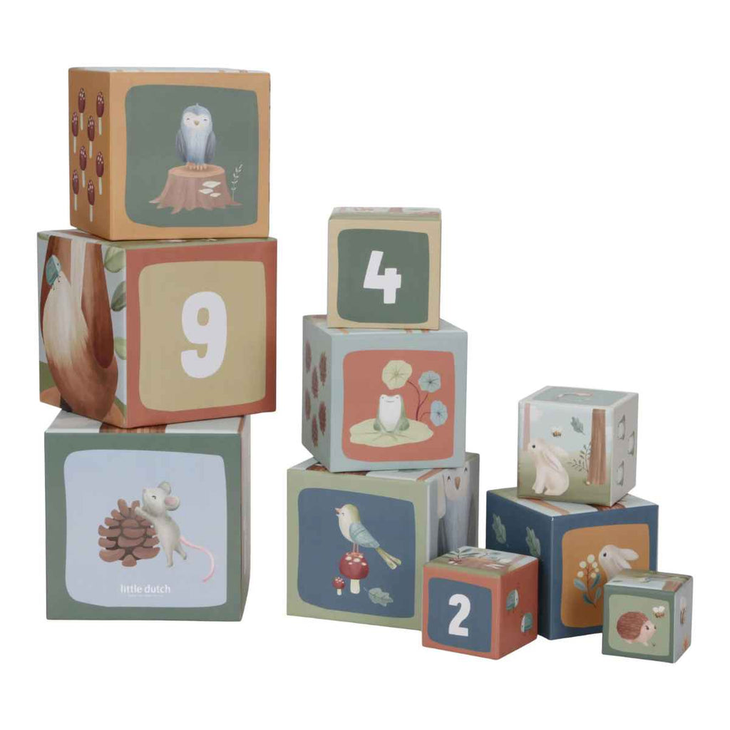 Little Dutch | Stacking Blocks Cardboard FSC | Forest Friends | ChocoLoons