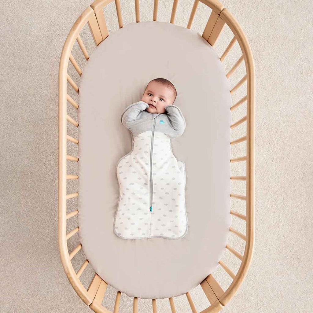 Love To Dream | Baby Wearing Swaddle Up 1.5T Stretch Cotton Fleece | Mini Cloud White | ChocoLoons