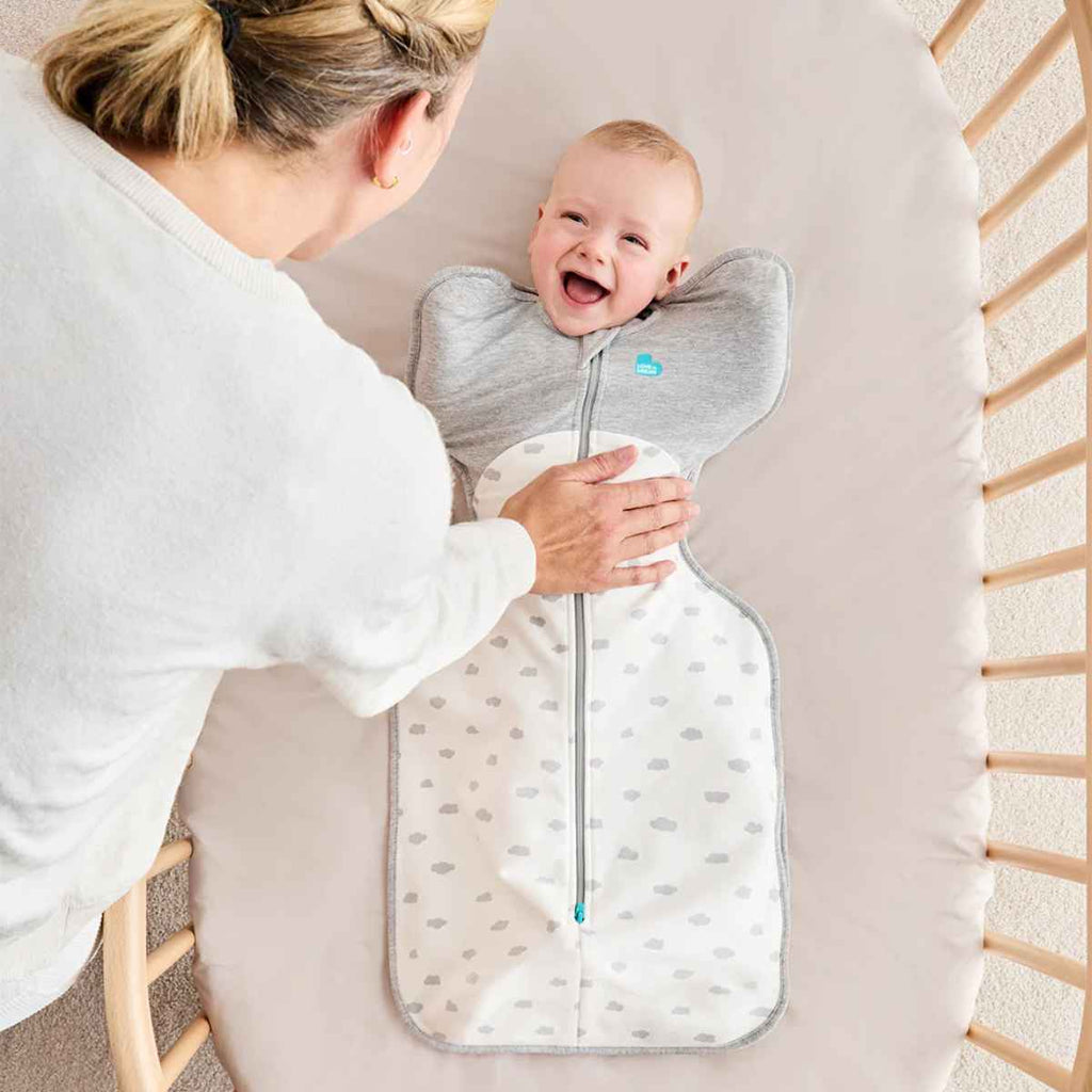 Love To Dream | Swaddle Up 1.5T Stretch Cotton Fleece | Mini Cloud White | ChocoLoons