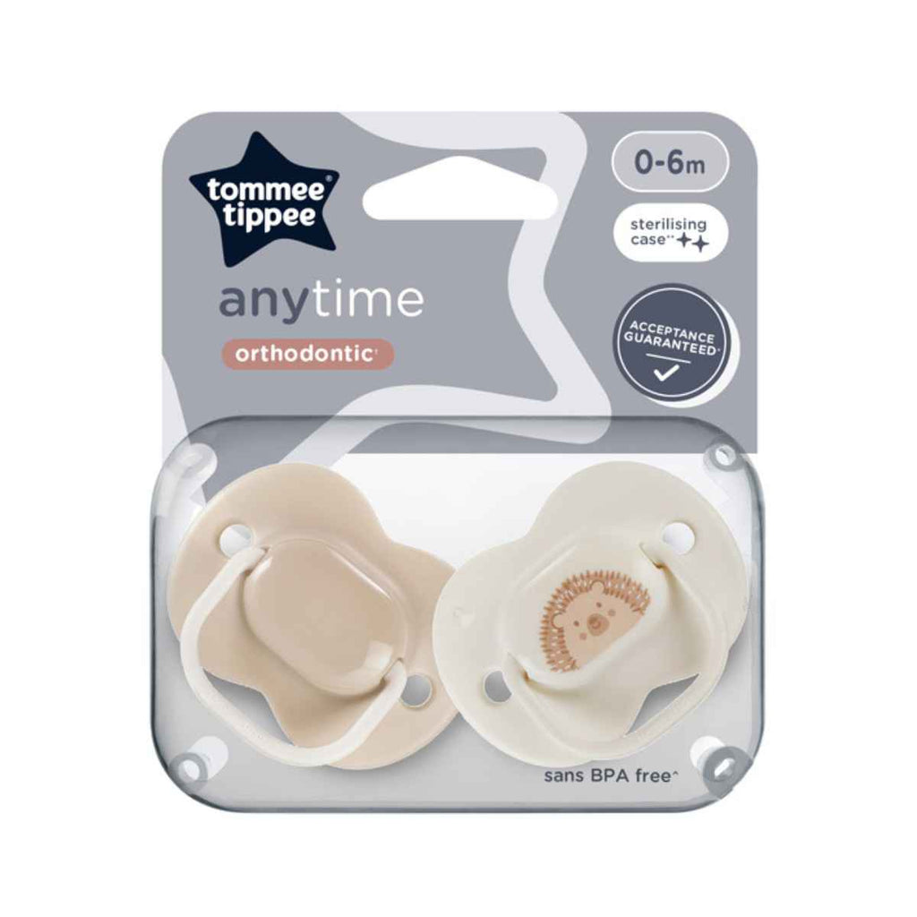 Tommee Tippee | BB Anytime Soothers 0-6Mths | Neutral | Hedgehog | In Packaging | ChocoLoons
